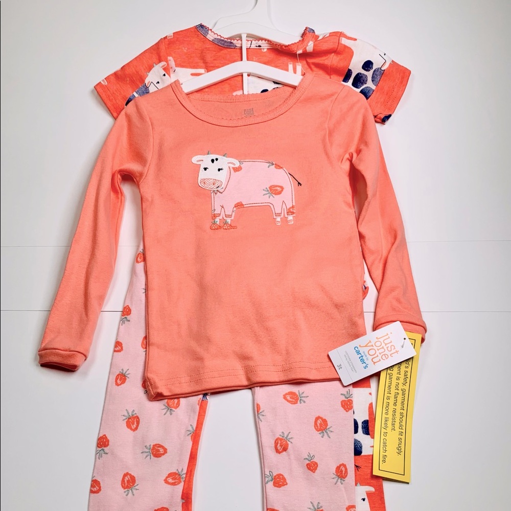 Just One You by Carter's Toddler Girls' 4pc Strawberry Cow Pajama Set Pink 3T